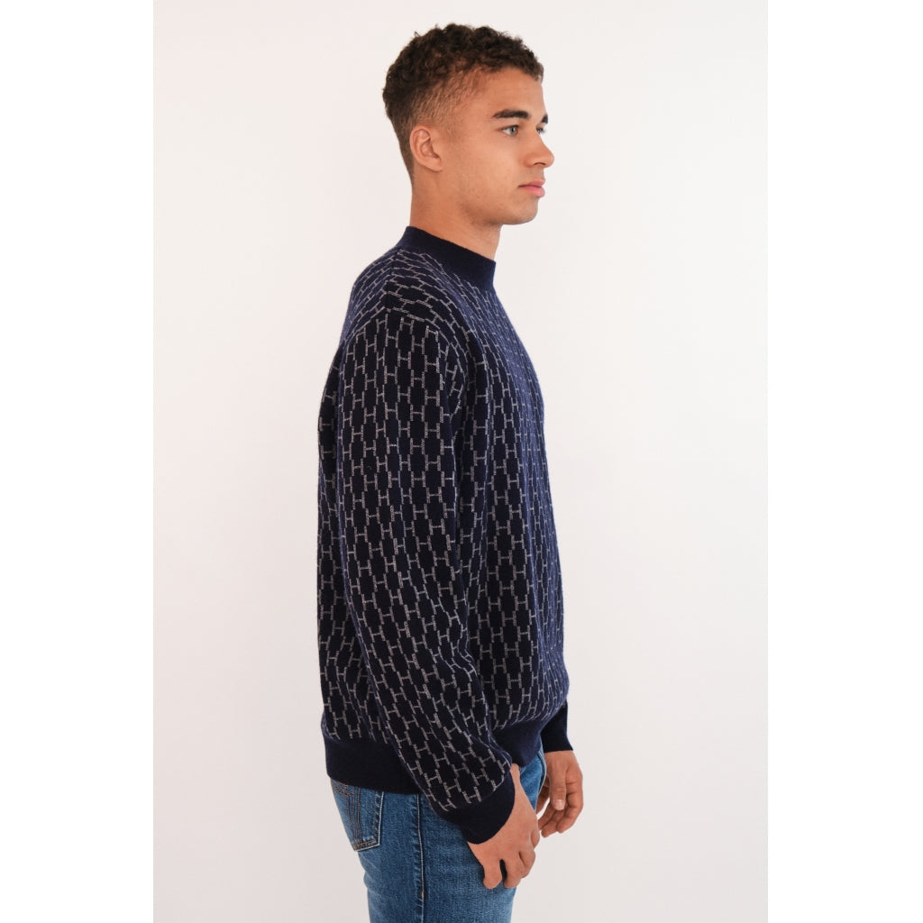 Hést Men BENNY Roundneck Heavy Knitwear Tops 4002 Navy Blazer