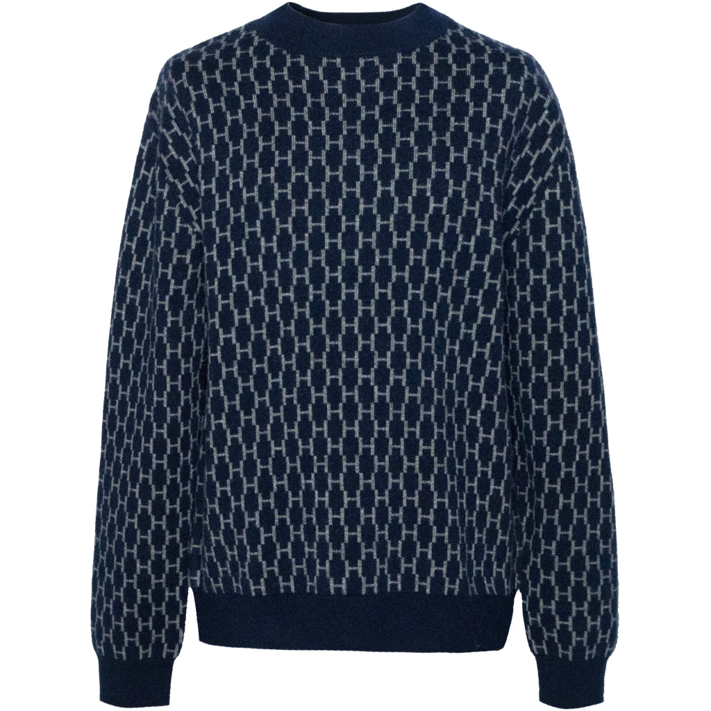 Hést Men BENNY Roundneck Heavy Knitwear Tops 4002 Navy Blazer