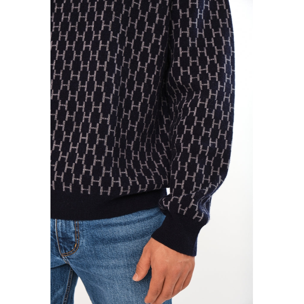 Hést Men BENNY Roundneck Heavy Knitwear Tops 4002 Navy Blazer