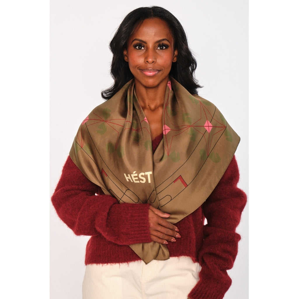 HÉST AS ELIZA Silk Scarf Large Woven Accessories Hats/Scarves/Gloves 6002 Dark Earth