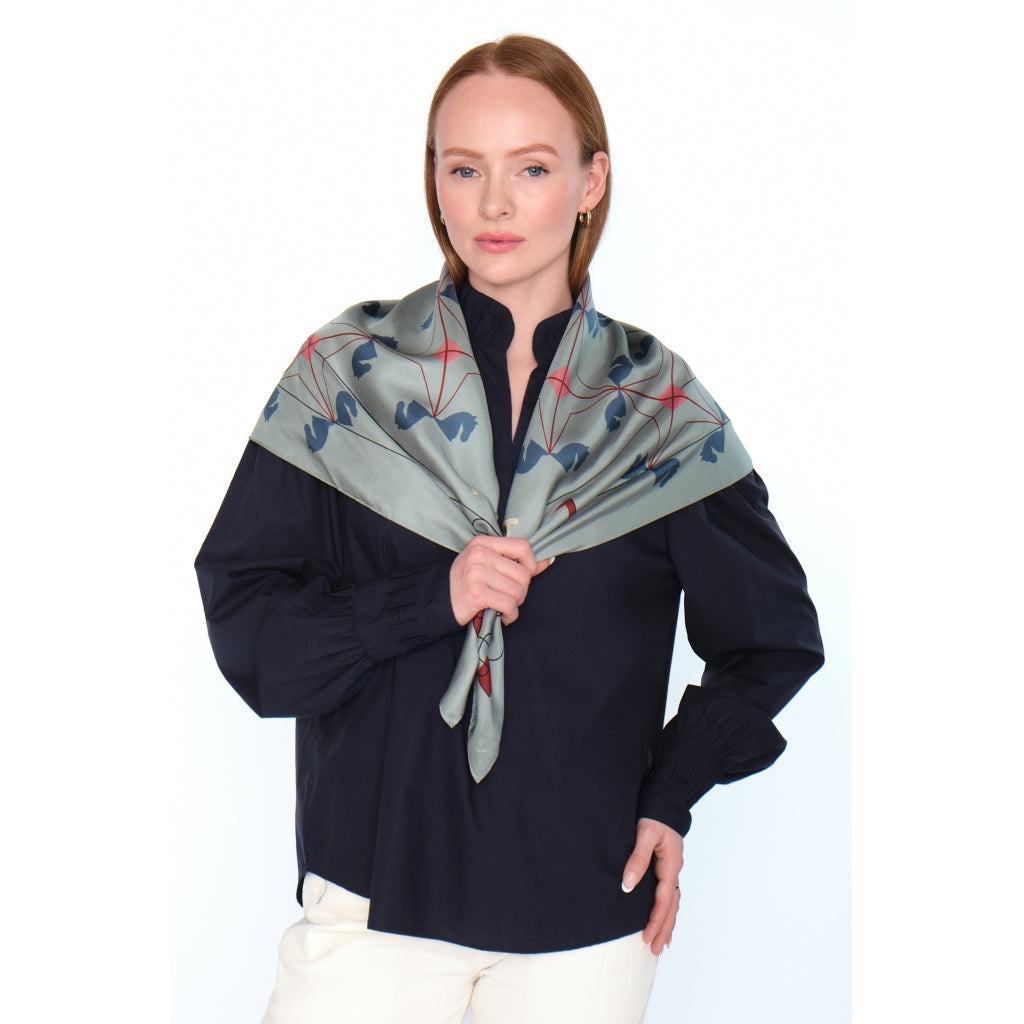 HÉST AS ELIZA Silk Scarf Large Woven Accessories Hats/Scarves/Gloves 7003Titanium