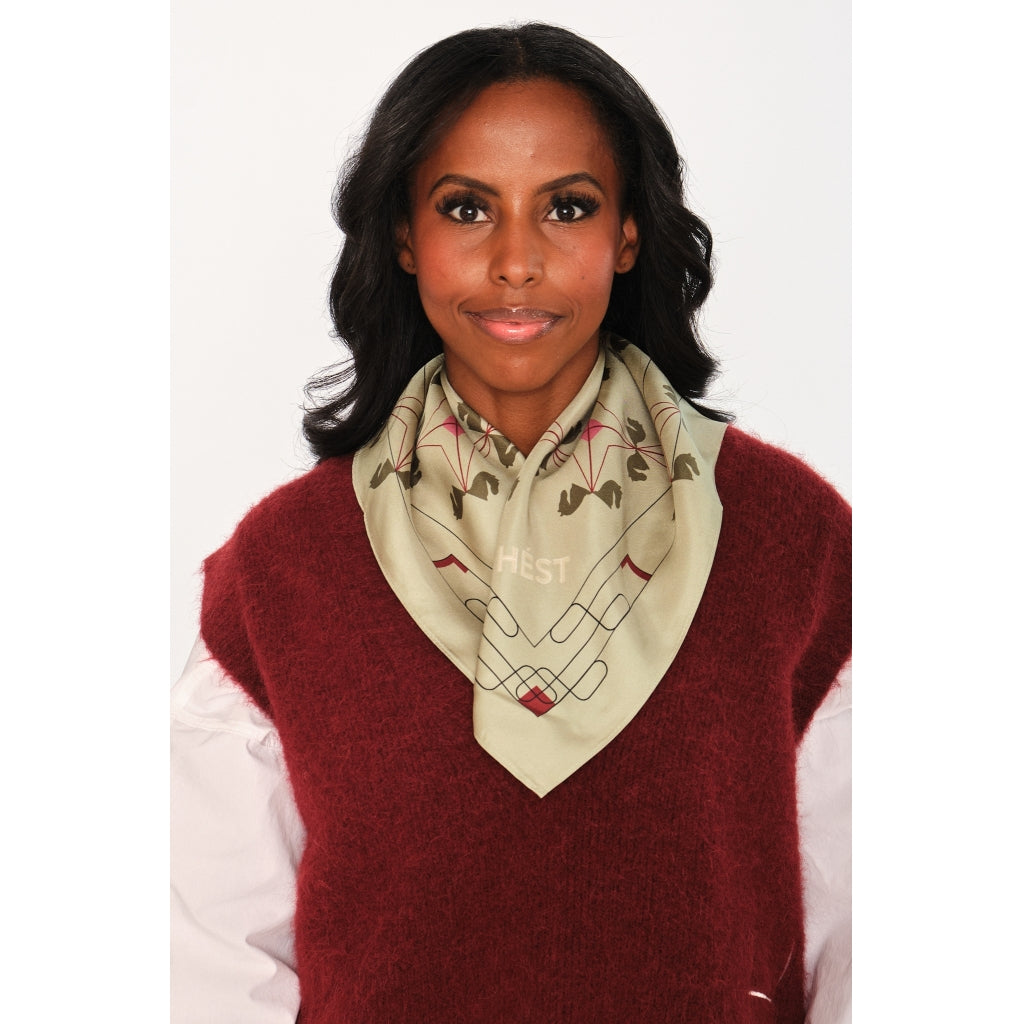 HÉST AS ELIZA Silk Scarf Small Woven Accessories Hats/Scarves/Gloves 3002 Gray Green