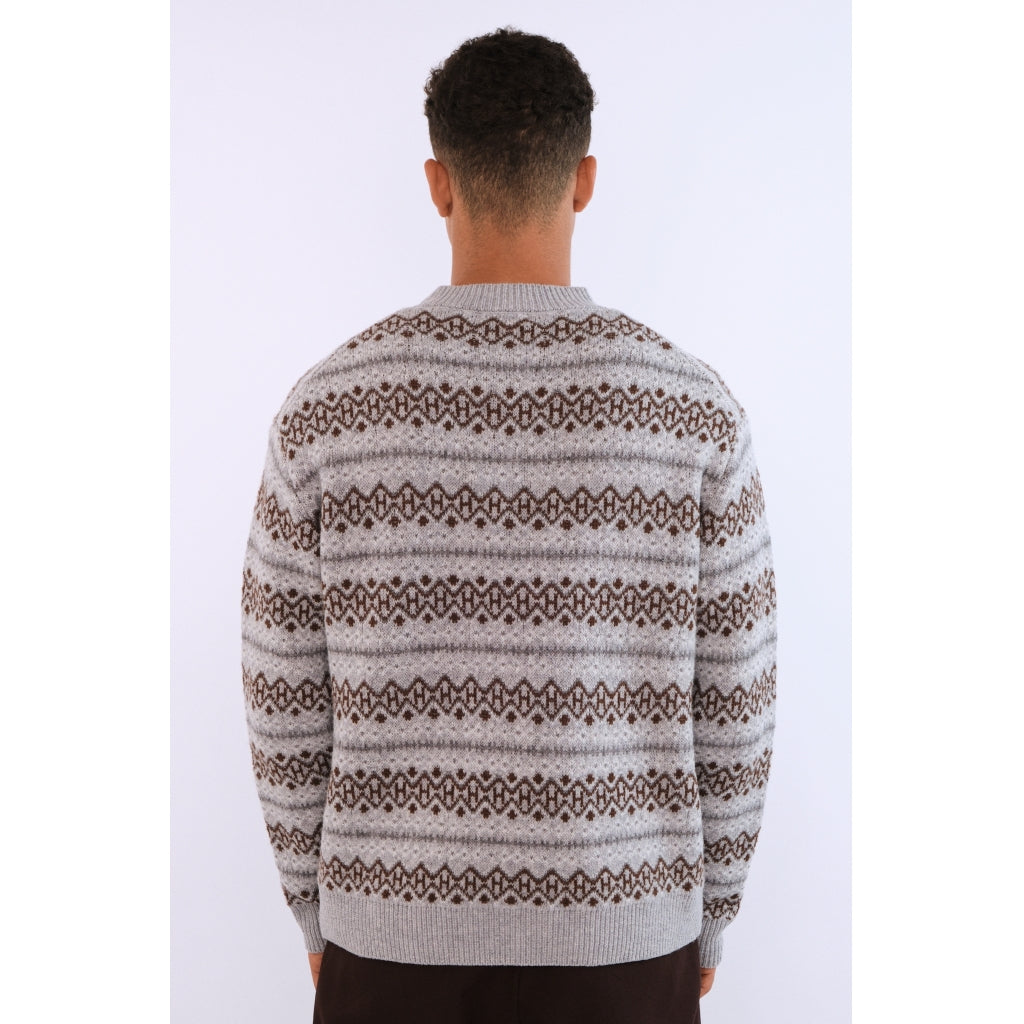 Hést Men ESBEN Isle Knit Heavy Knitwear Tops 7001 Grey Melange