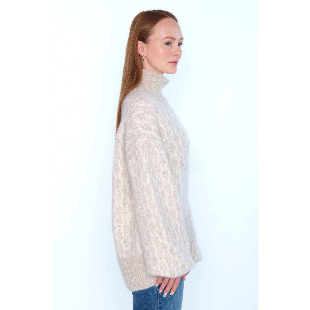 HÉST AS FAM New Pattern Heavy Knitwear Tops 6514 Light Beige Melange