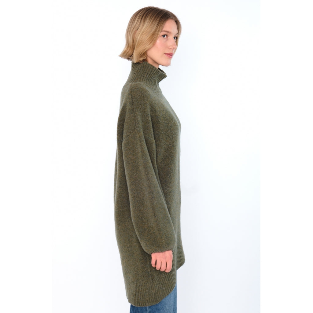 HÉST AS FAM Patch Long Sweater Heavy Knitwear Tops 3000 Winter Moss