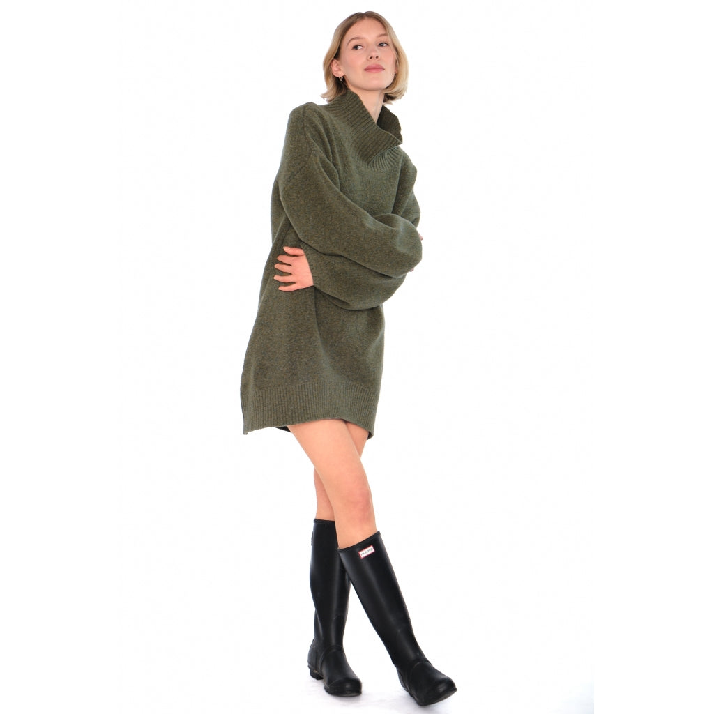 HÉST AS FAM Patch Long Sweater Heavy Knitwear Tops 3000 Winter Moss
