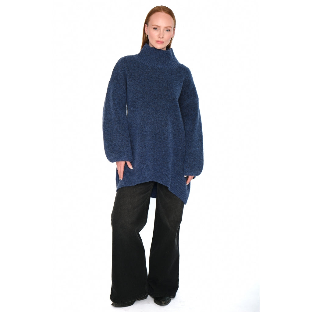 HÉST AS FAM Patch Long Sweater Heavy Knitwear Tops 4007True Navy
