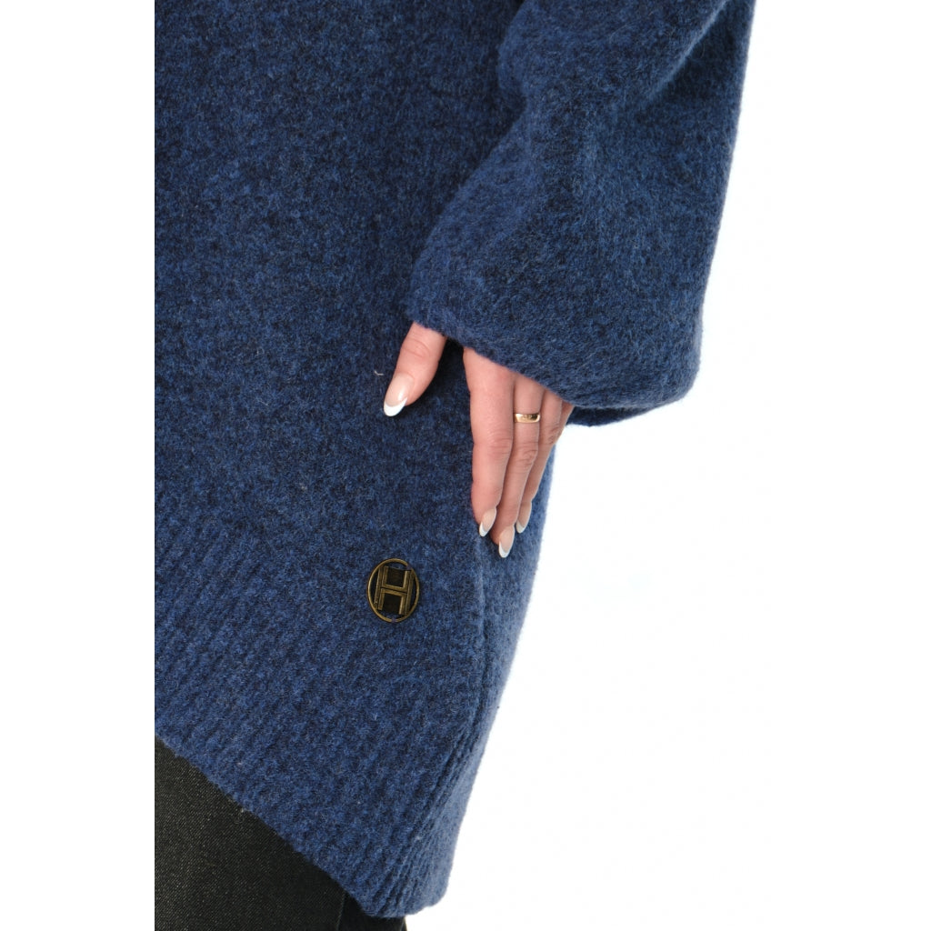 HÉST AS FAM Patch Long Sweater Heavy Knitwear Tops 4007True Navy