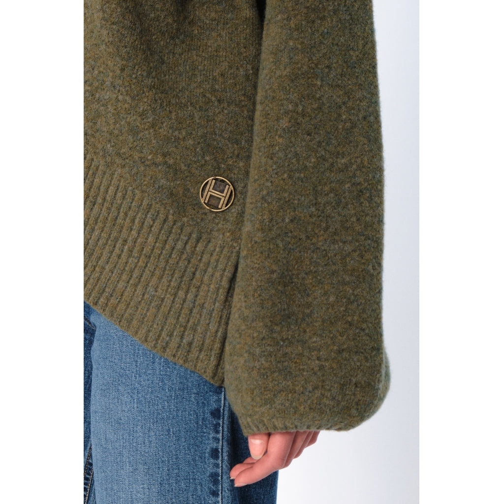 HÉST AS FAM Patch Short Sweater Heavy Knitwear Tops 3000 Winter Moss