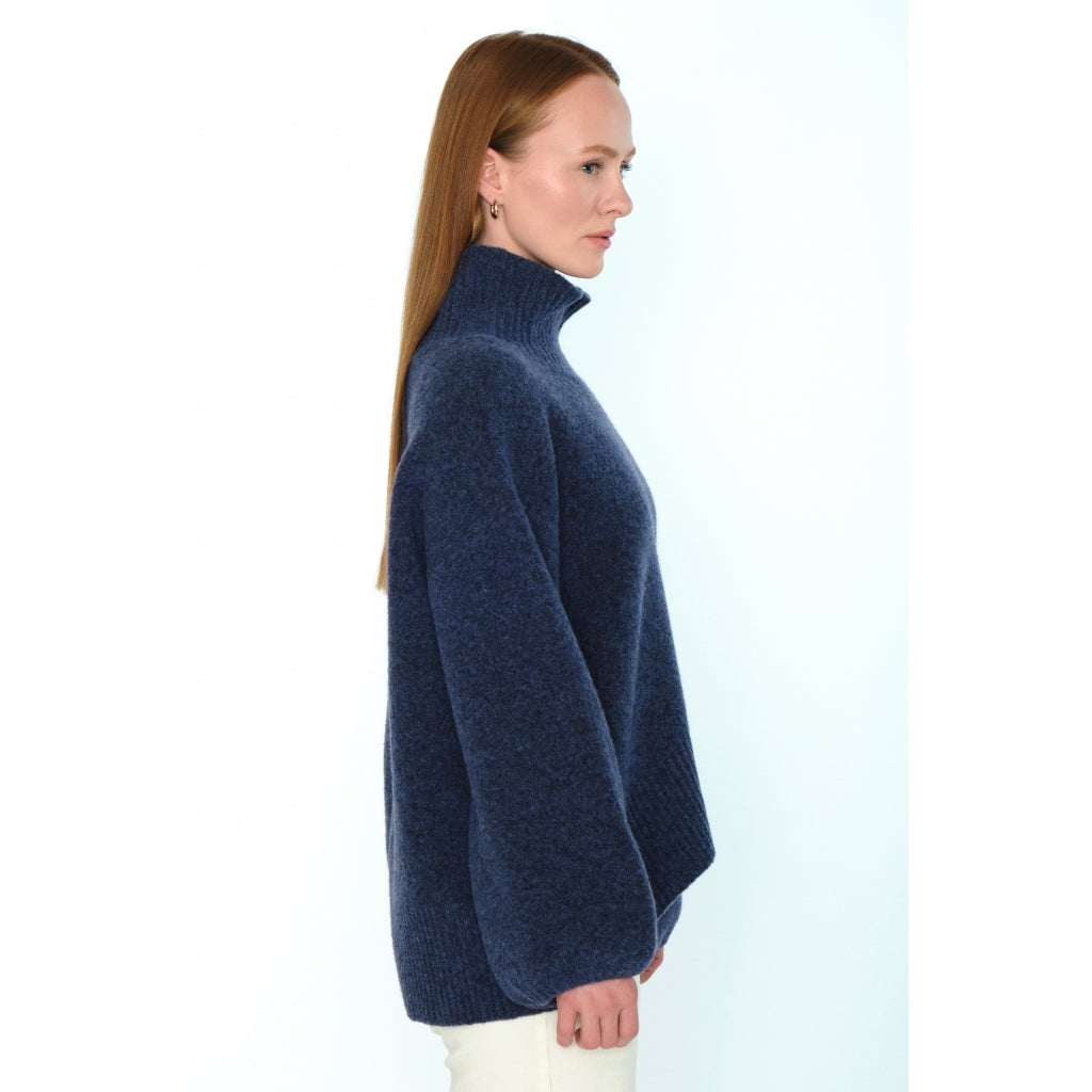 HÉST AS FAM Patch Short Sweater Heavy Knitwear Tops 4007True Navy