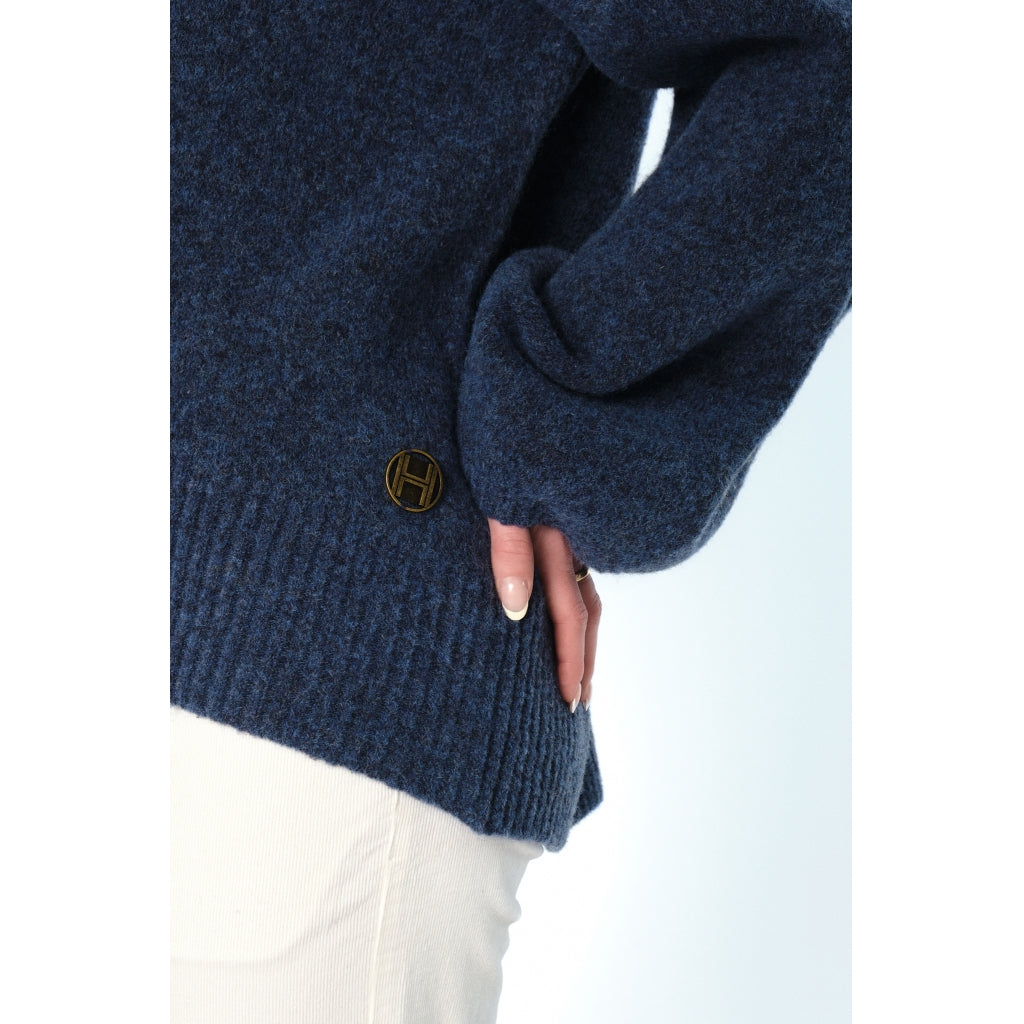 HÉST AS FAM Patch Short Sweater Heavy Knitwear Tops 4007True Navy