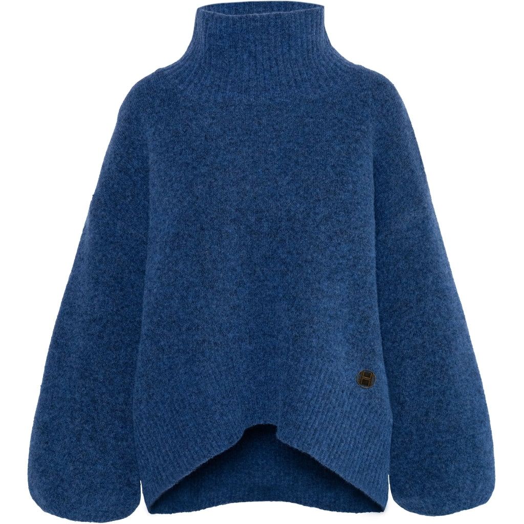 HÉST AS FAM Patch Short Sweater Heavy Knitwear Tops 4007True Navy