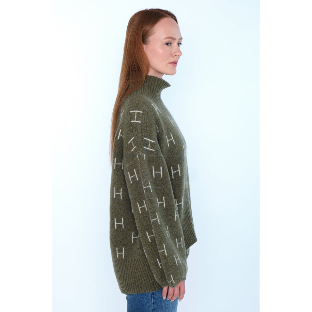 HÉST AS FAM Short Sweater Heavy Knitwear Tops 3000 Winter Moss