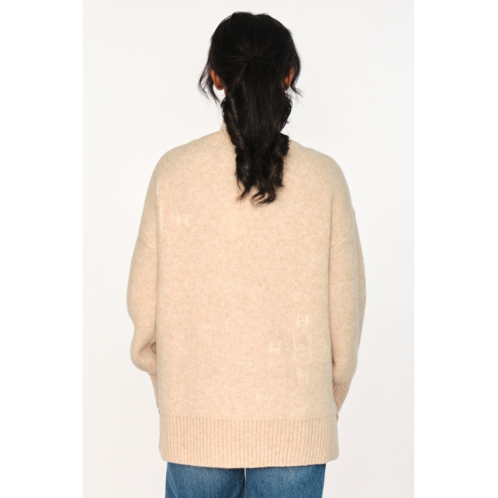HÉST AS FAM V-neck Sweater Heavy Knitwear Tops 6514 Light Beige Melange