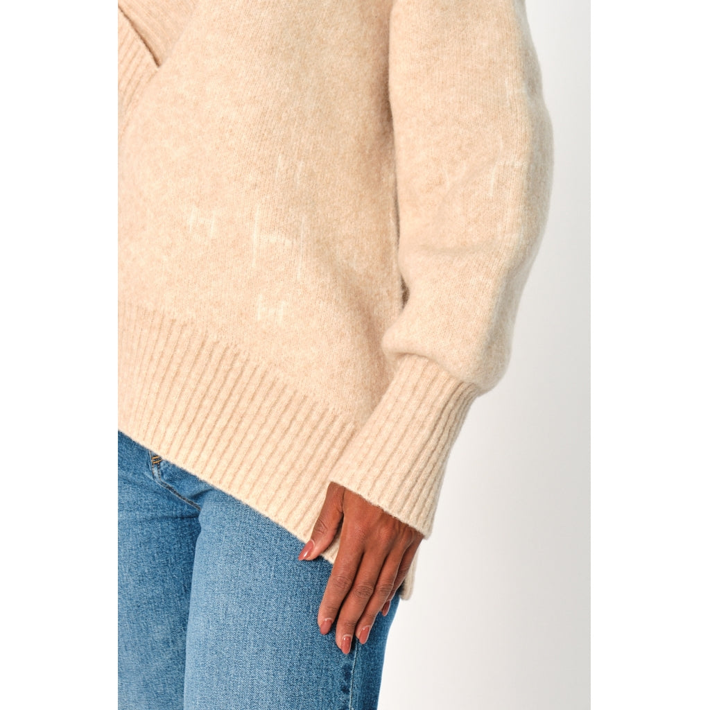 HÉST AS FAM V-neck Sweater Heavy Knitwear Tops 6514 Light Beige Melange