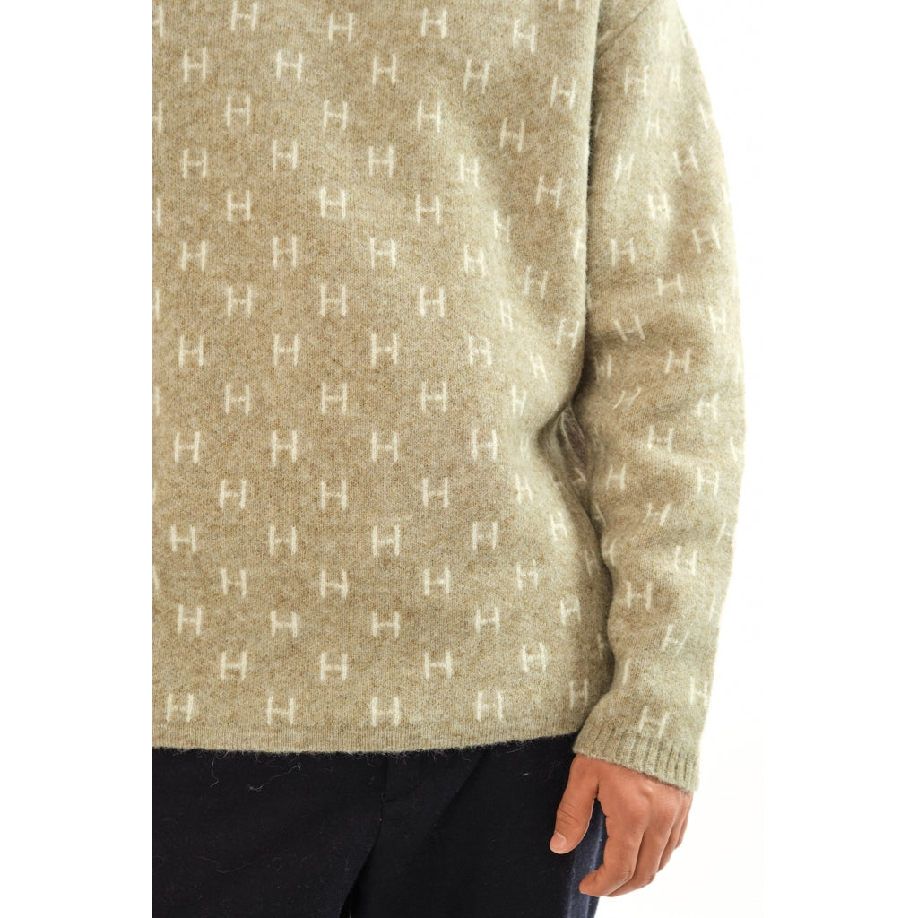 Hést Men FRANK Knitted Sweater Heavy Knitwear Tops 3001 Eucalyptus