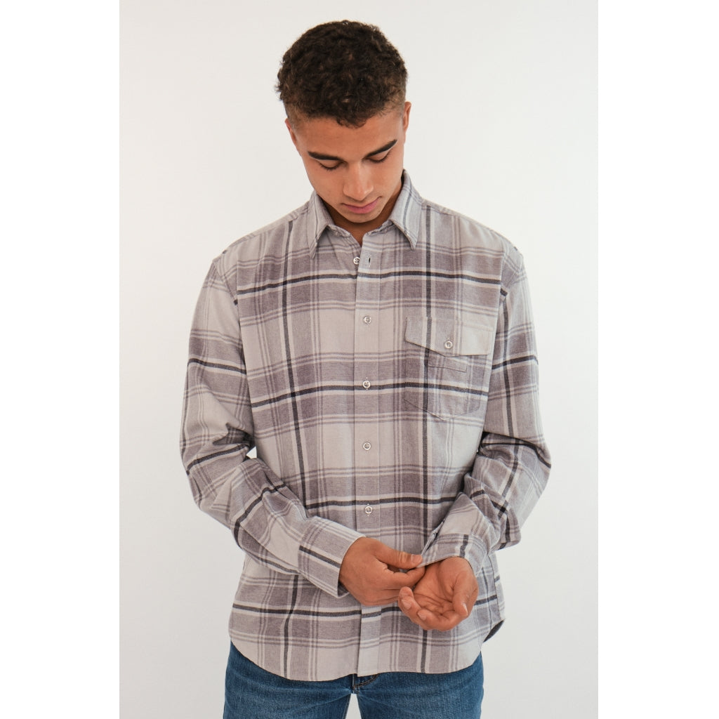 Hést Men FRANS Shirt Woven Blouse/Top/Shirt 9601Grey Check