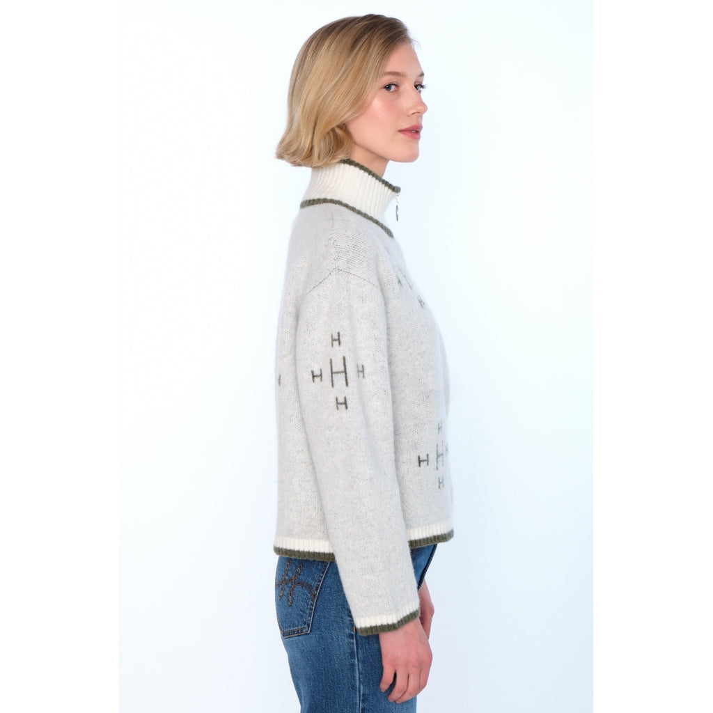 HÉST AS IBEN Zip Jacket Heavy Knitwear Tops 0003 White Alyssum