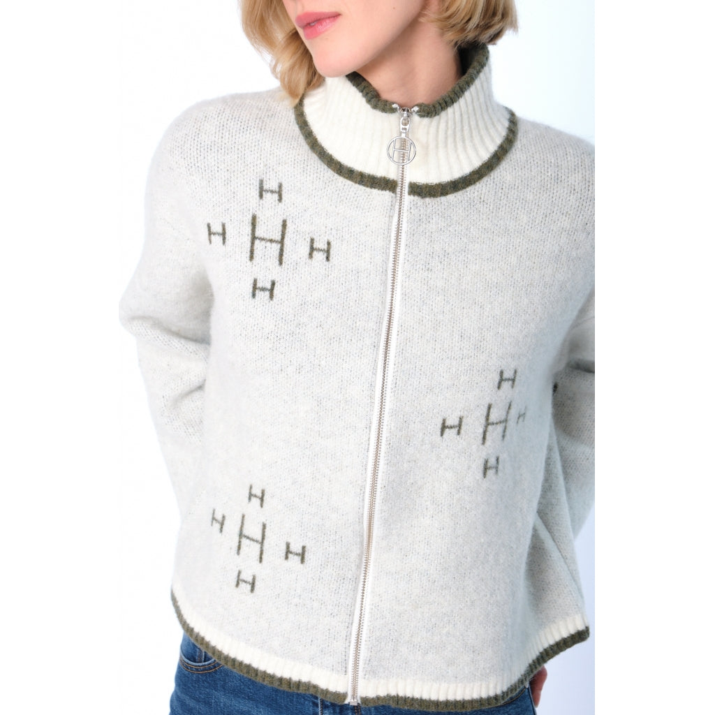 HÉST AS IBEN Zip Jacket Heavy Knitwear Tops 0003 White Alyssum