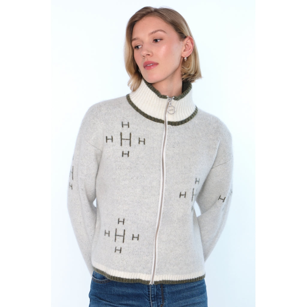 HÉST AS IBEN Zip Jacket Heavy Knitwear Tops 0003 White Alyssum