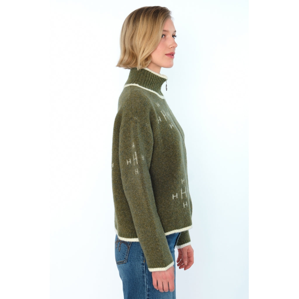 HÉST AS IBEN Zip Jacket Heavy Knitwear Tops 3000 Winter Moss