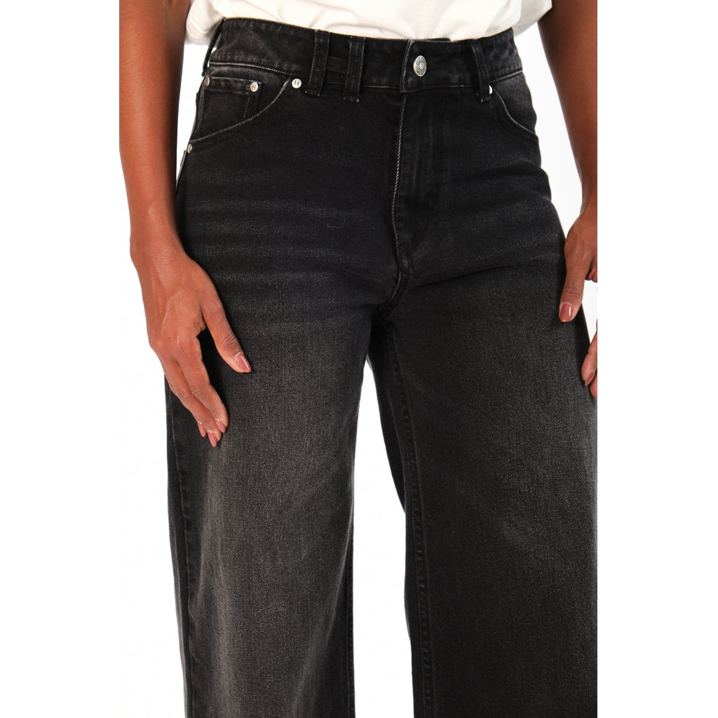HÉST AS IRINA Wide Leg Woven Pants/Shorts 9512 Medium Wash Black Denim