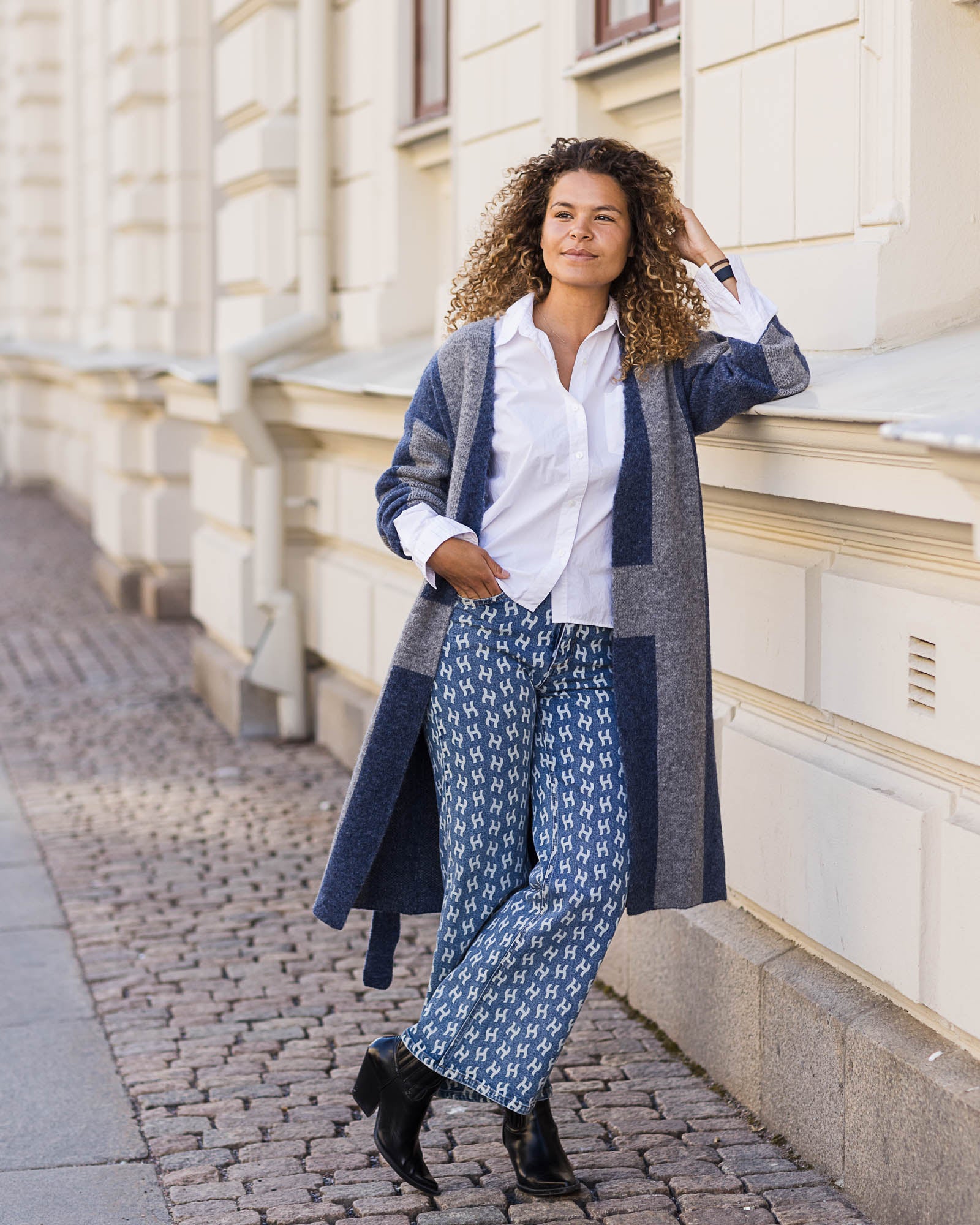 HÉST AS Megan Wide Leg Printed Jeans Woven Pants/Shorts 281 Blue