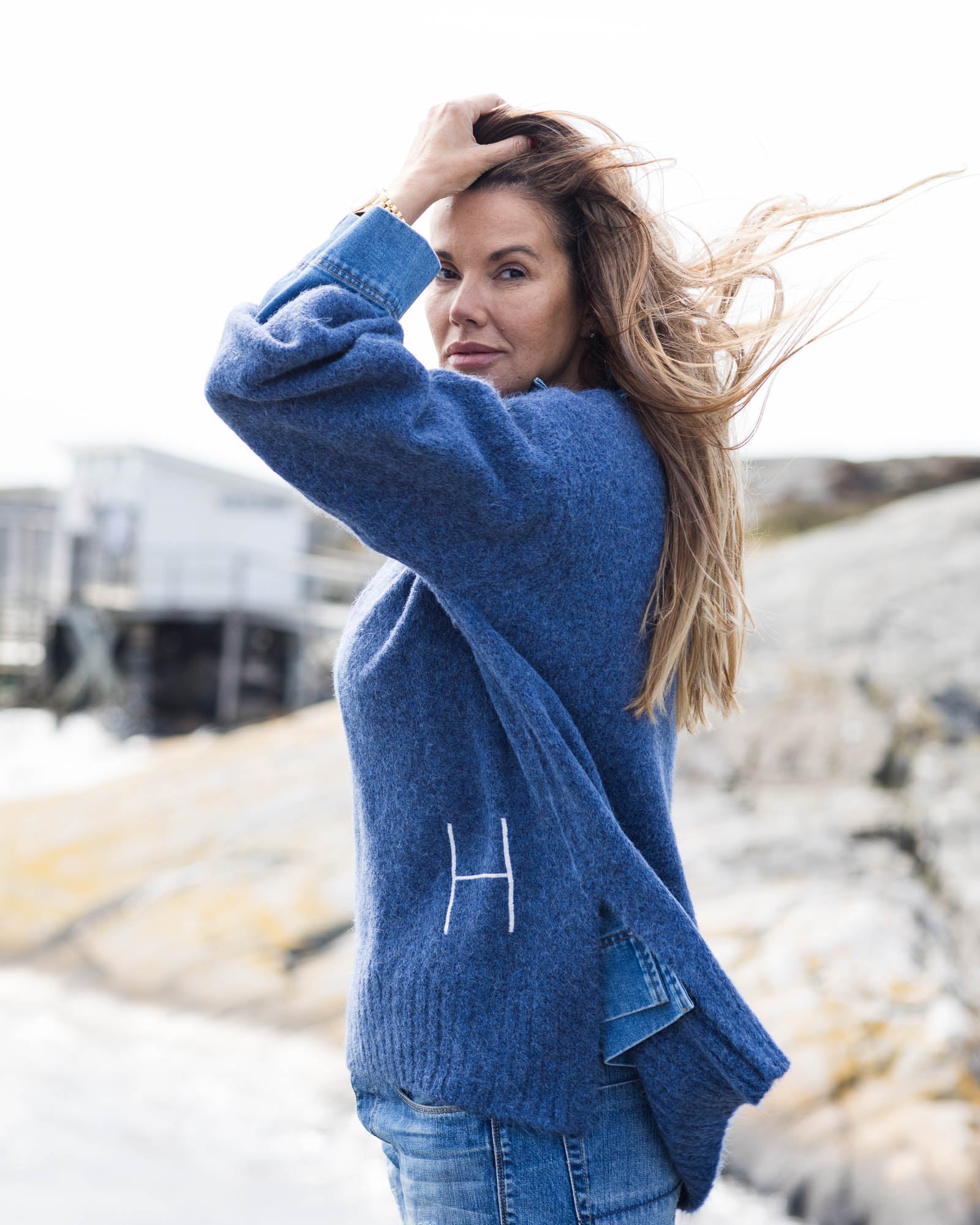 HÉST AS SOFIE V-neck Sweater Heavy Knitwear Tops 281 Blue