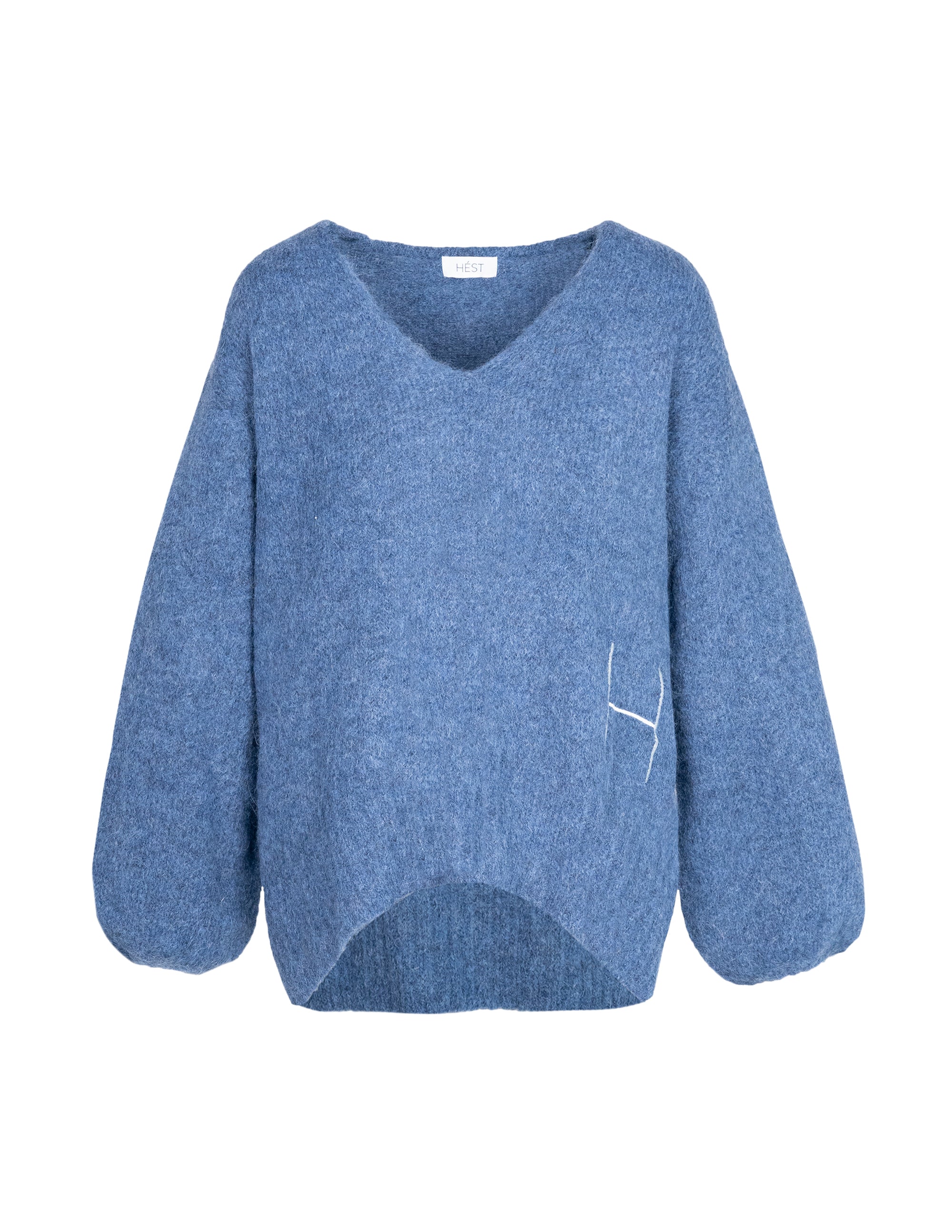 HÉST AS SOFIE V-neck Sweater Heavy Knitwear Tops 281 Blue