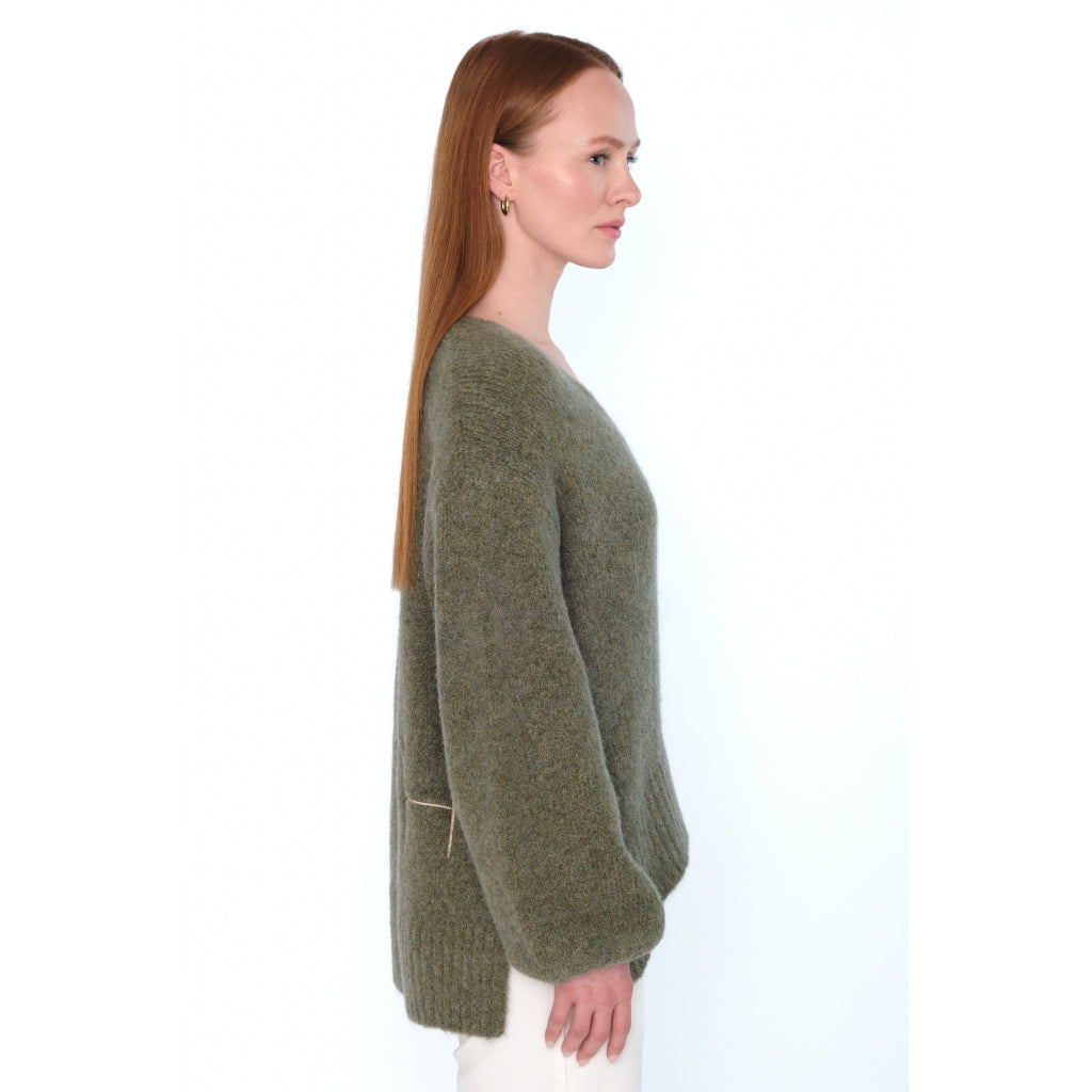 HÉST AS SOFIE V-neck Sweater Heavy Knitwear Tops 3000 Winter Moss