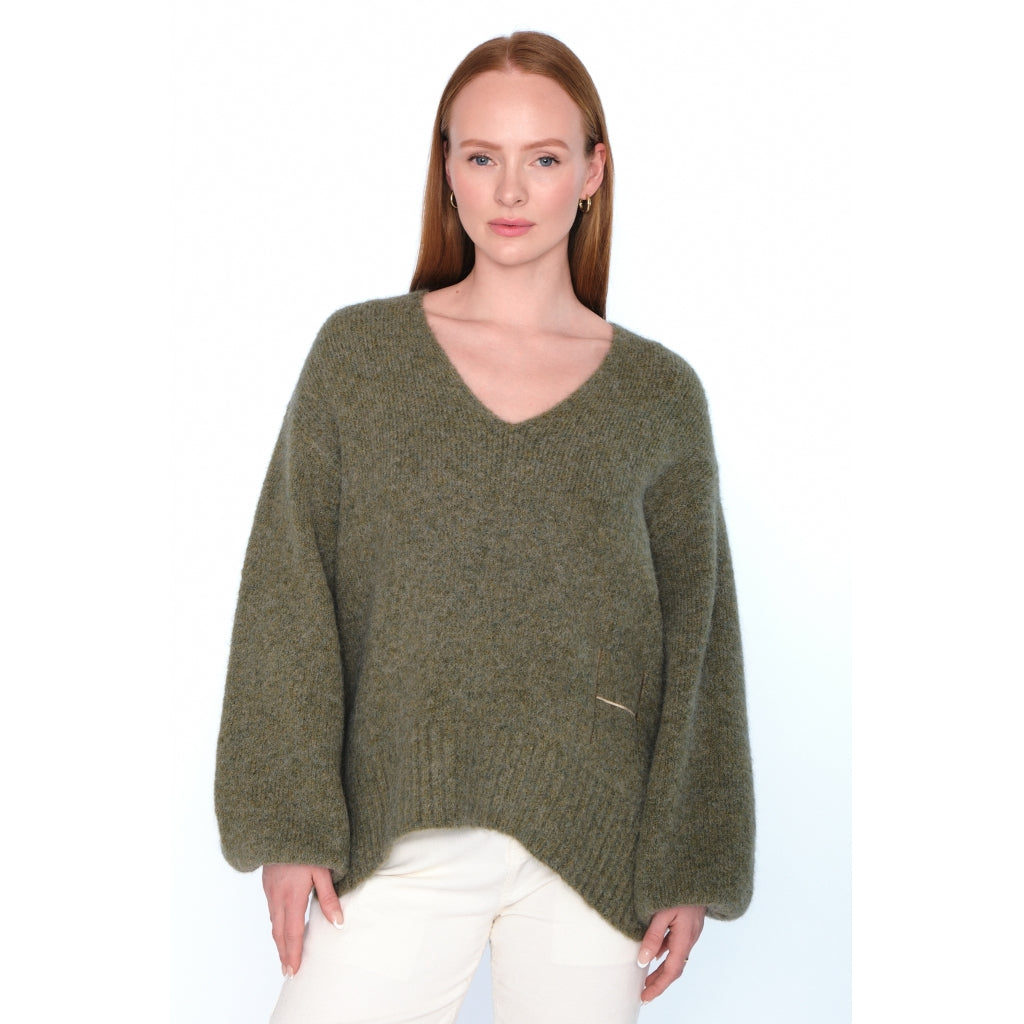 HÉST AS SOFIE V-neck Sweater Heavy Knitwear Tops 3000 Winter Moss