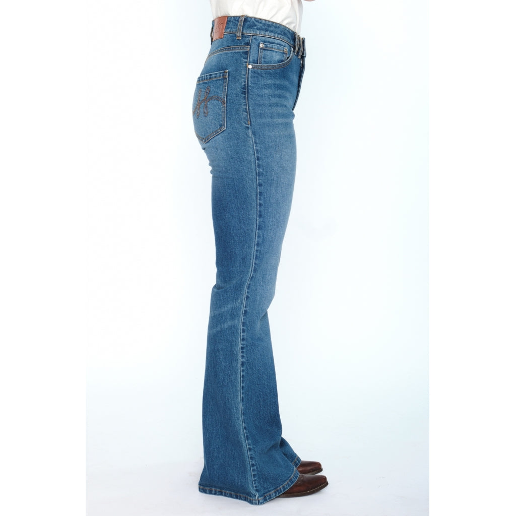 HÉST AS SONYA Bootcut Woven Pants/Shorts 9502 Medium Wash Blue Denim