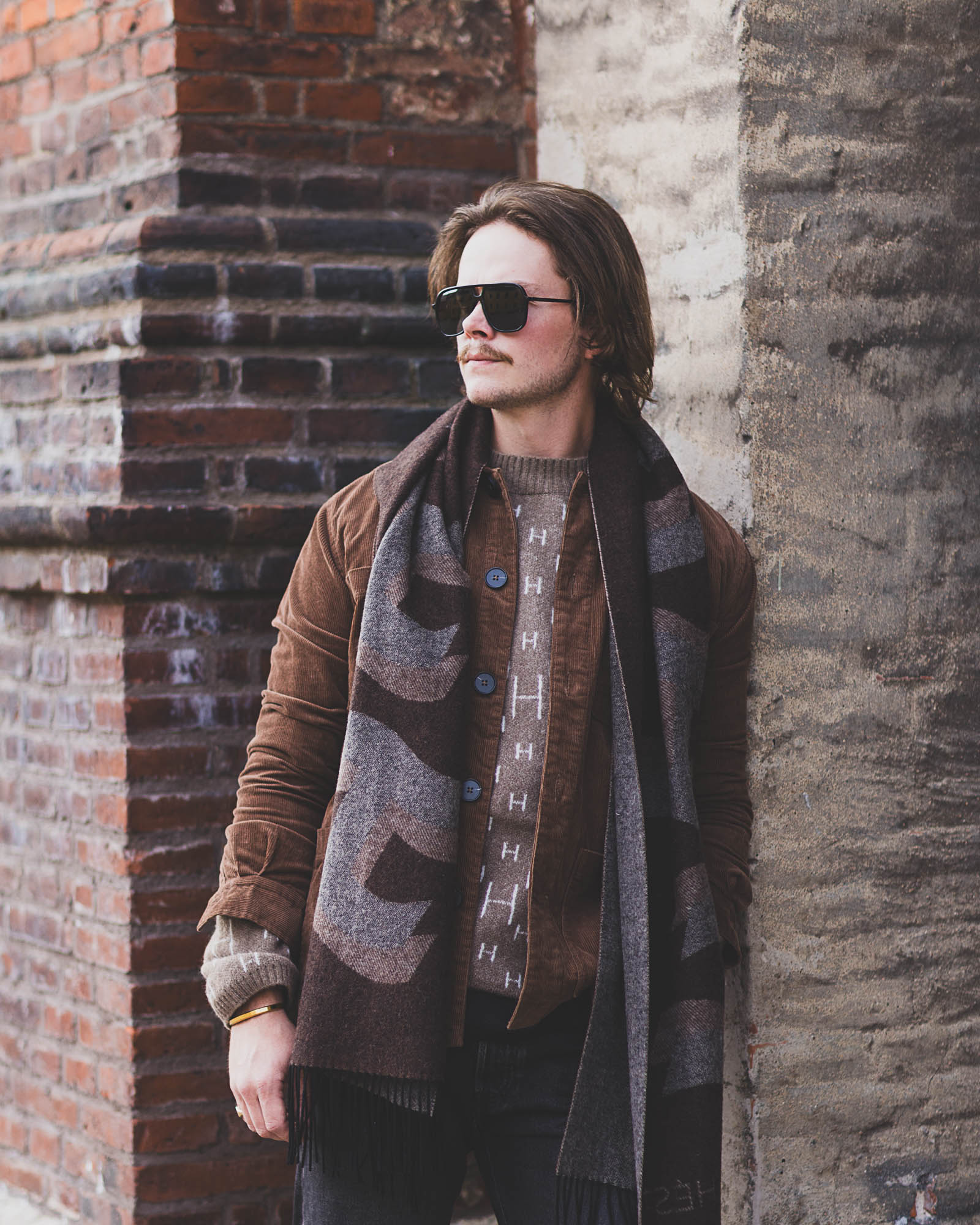 Hést Unisex YORK Scarf Accessories Hats/Scarves/Socks 483 Brown with beige