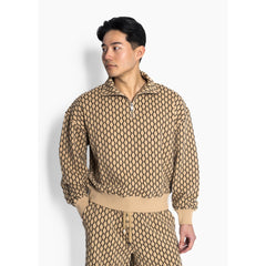 Hést Men ABRAMO Overszied Half-Zip Sweatshirt Sweat Tops 6505 Beige Travertine