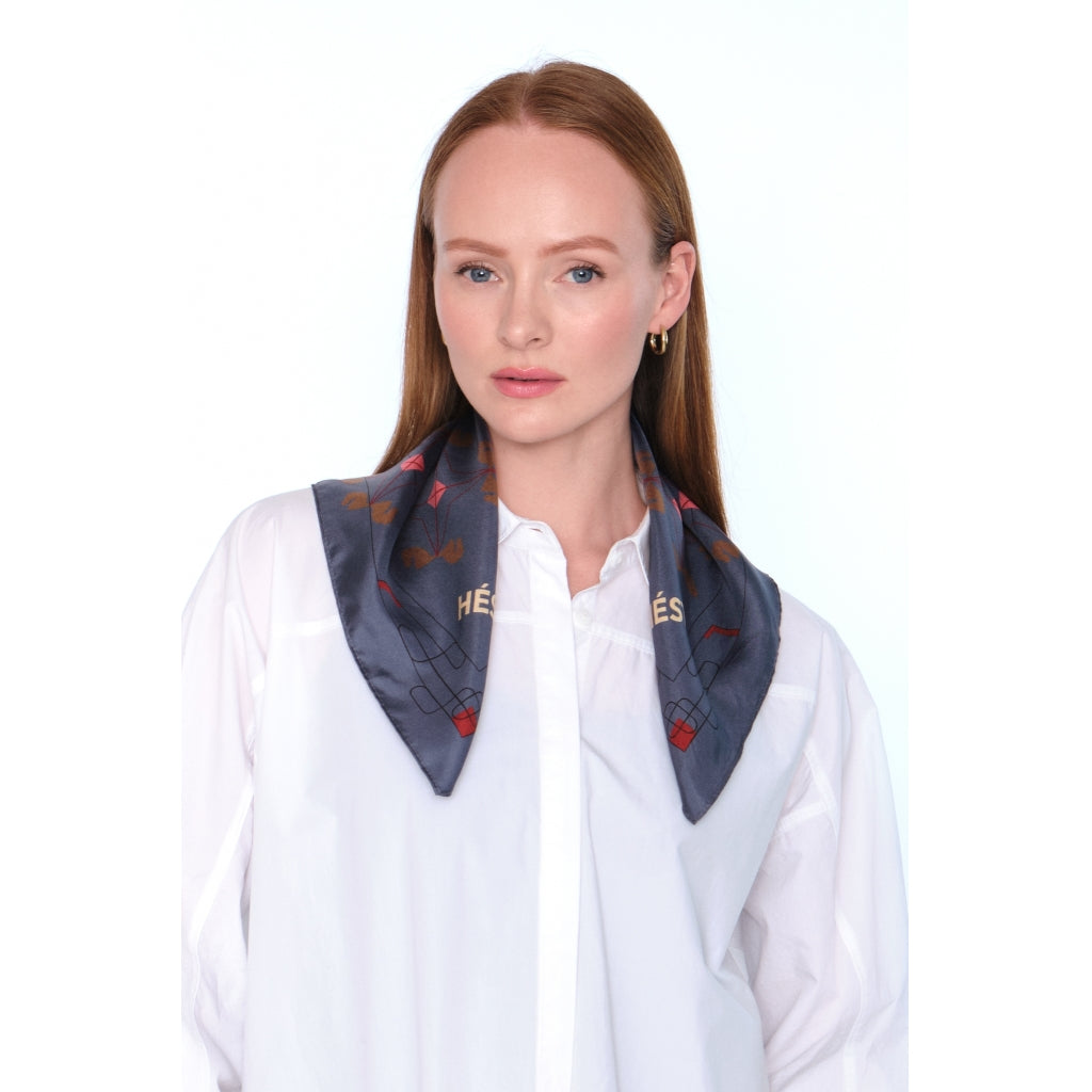 HÉST AS ELIZA Silk Scarf Small Woven Accessories Hats/Scarves/Gloves 4008 Nightshadow Blue