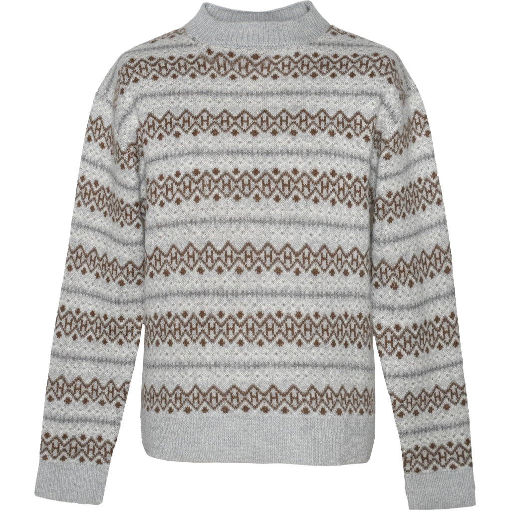 Hést Men ESBEN Isle Knit Heavy Knitwear Tops 7001 Grey Melange