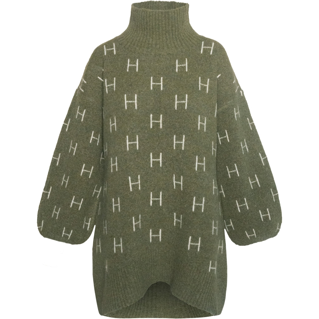 HÉST AS FAM Long Sweater Heavy Knitwear Tops 3000 Winter Moss
