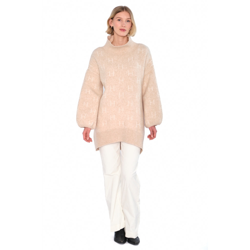 HÉST AS FAM Long Sweater Heavy Knitwear Tops 6514 Light Beige Melange