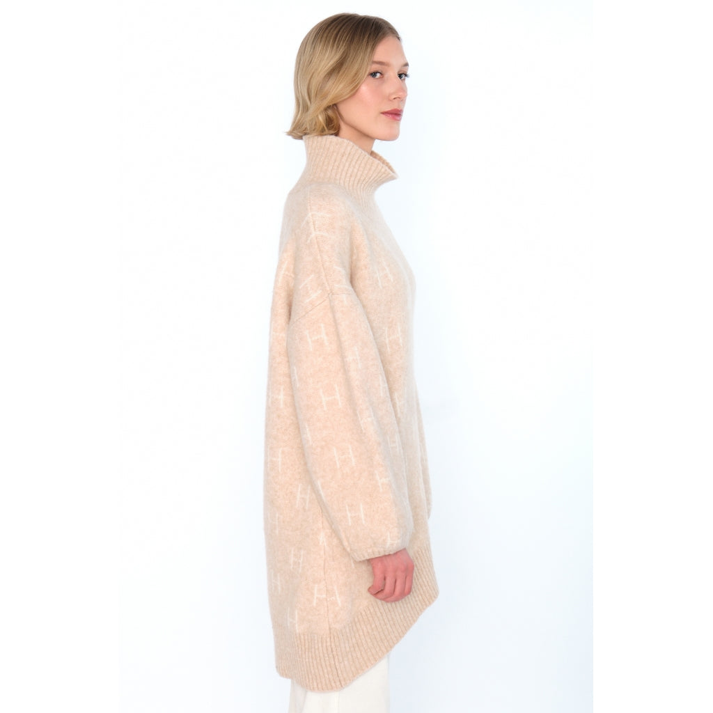 HÉST AS FAM Long Sweater Heavy Knitwear Tops 6514 Light Beige Melange
