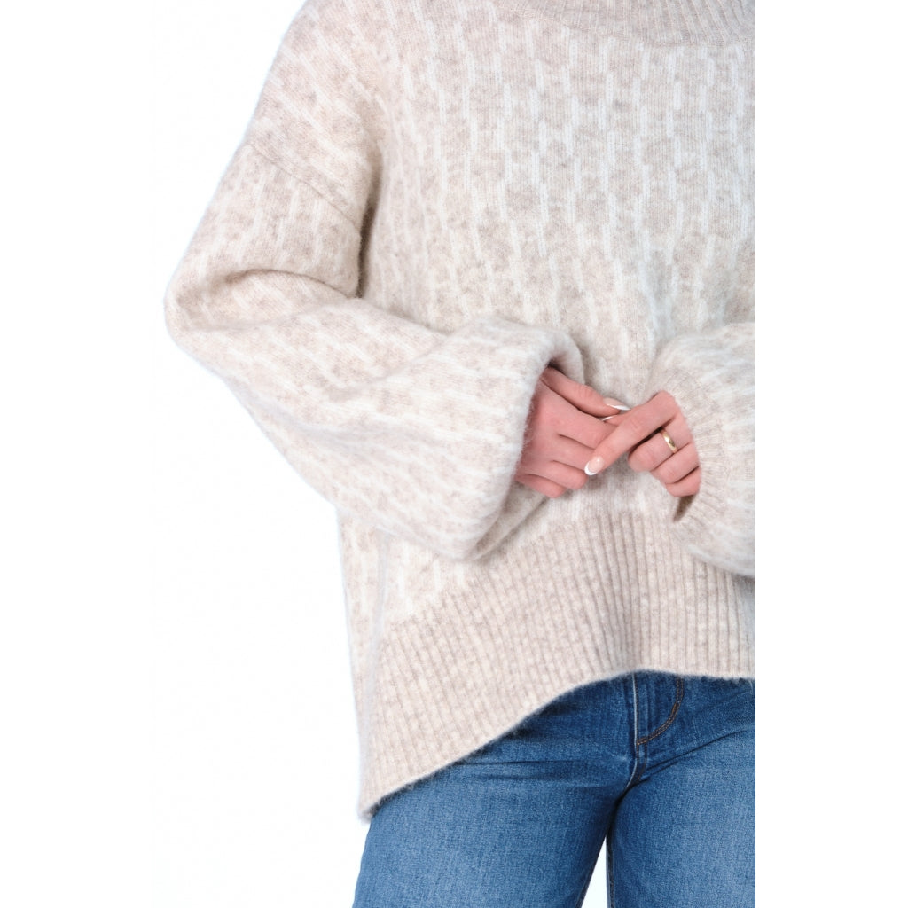 HÉST AS FAM New Pattern Heavy Knitwear Tops 6514 Light Beige Melange