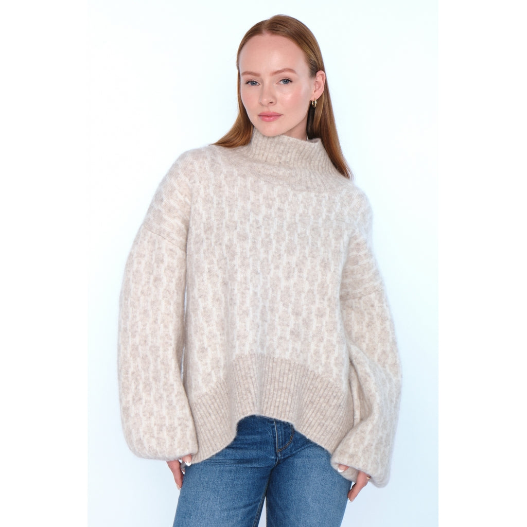 HÉST AS FAM New Pattern Heavy Knitwear Tops 6514 Light Beige Melange