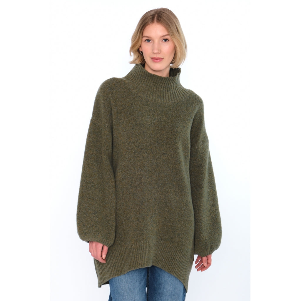 HÉST AS FAM Patch Long Sweater Heavy Knitwear Tops 3000 Winter Moss
