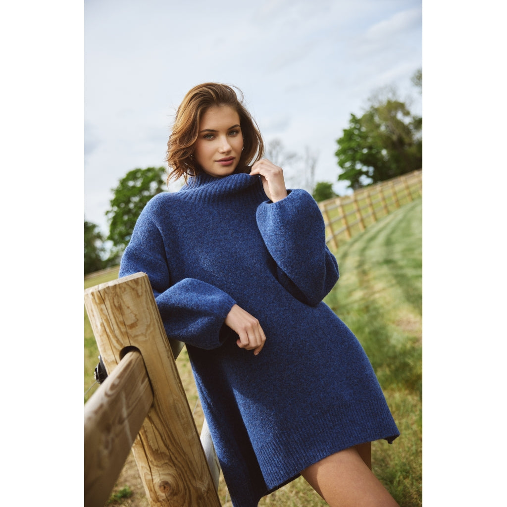 HÉST AS FAM Patch Long Sweater Heavy Knitwear Tops 4007True Navy
