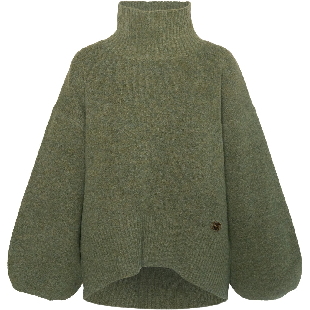 HÉST AS FAM Patch Short Sweater Heavy Knitwear Tops 3000 Winter Moss