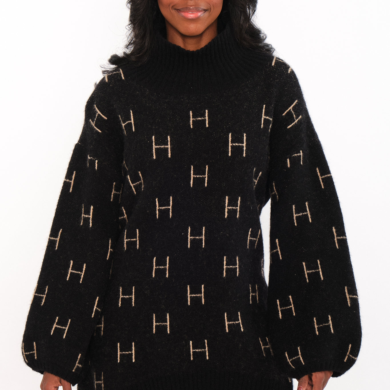 HÉST AS FAM Sweater Long Heavy Knitwear Tops 999 Black
