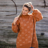 HÉST AS FAM Sweater Long Heavy Knitwear Tops 476 Leather brown