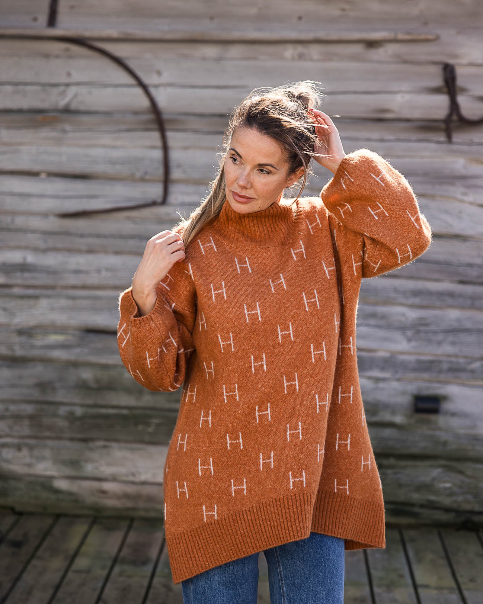 HÉST AS FAM Sweater Long Heavy Knitwear Tops 476 Leather brown