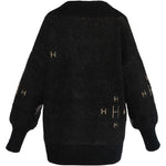 HÉST AS FAM V-neck Sweater Heavy Knitwear Tops 9000 Jet Black