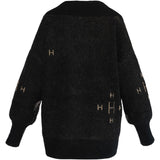 HÉST AS FAM V-neck Sweater Heavy Knitwear Tops 9000 Jet Black