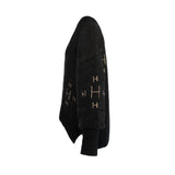 HÉST AS FAM V-neck Sweater Heavy Knitwear Tops 9000 Jet Black